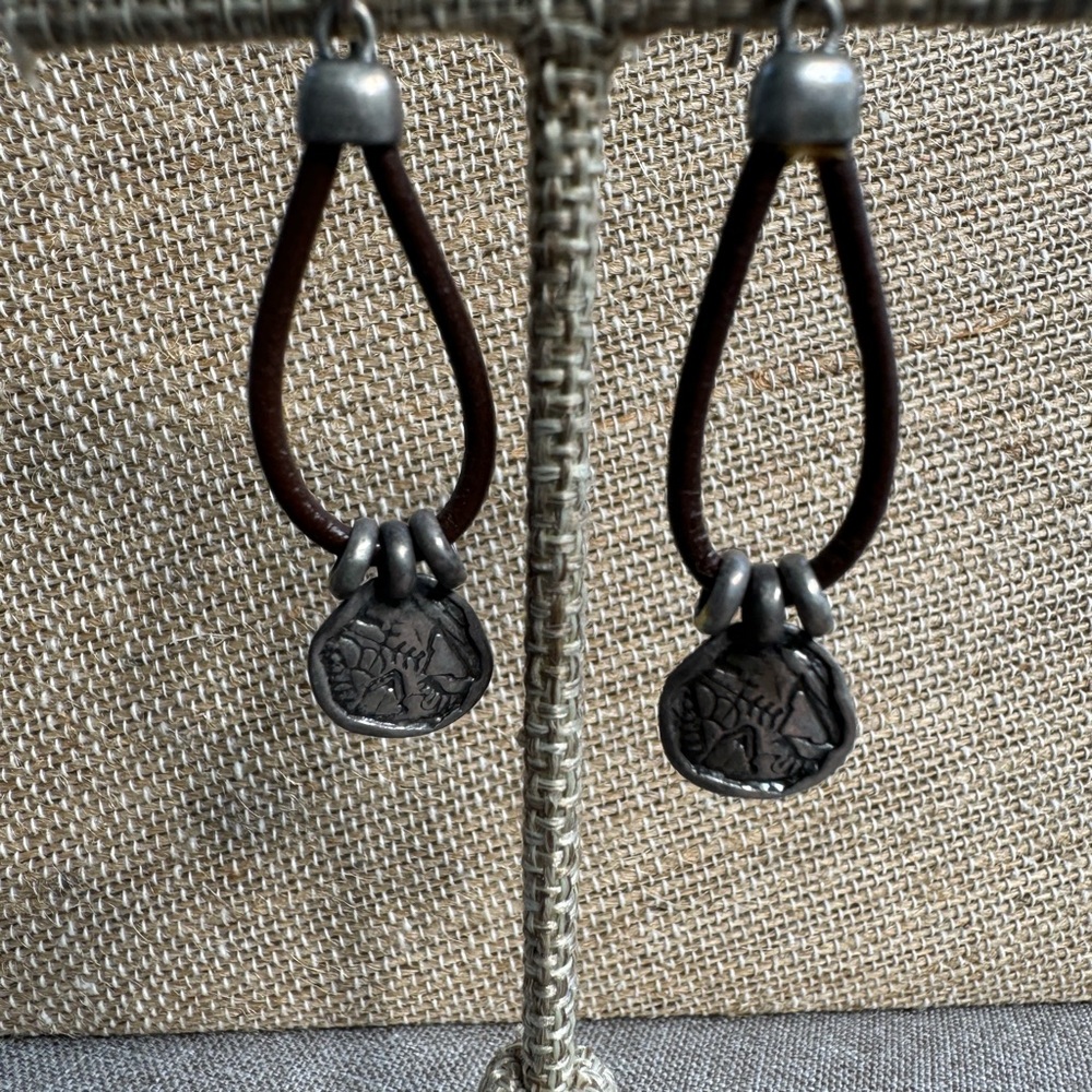 Silpada Sterling Silver And Leather Earrings. W2179